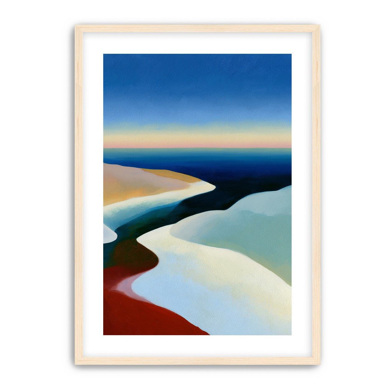 Blue sky over white dunes