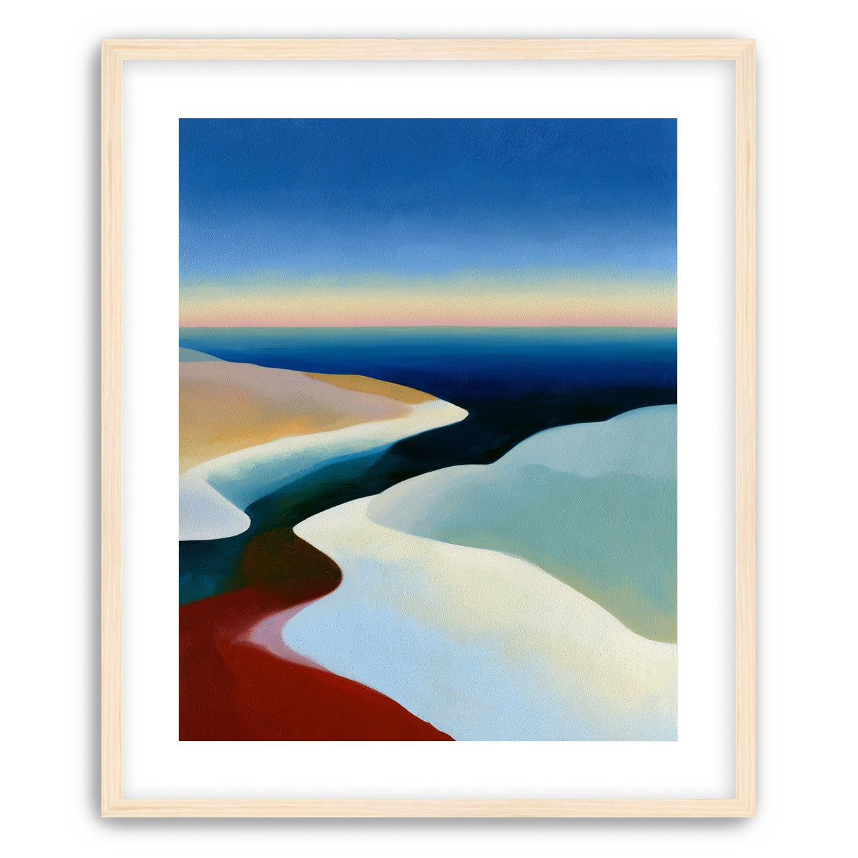 Blue sky over white dunes