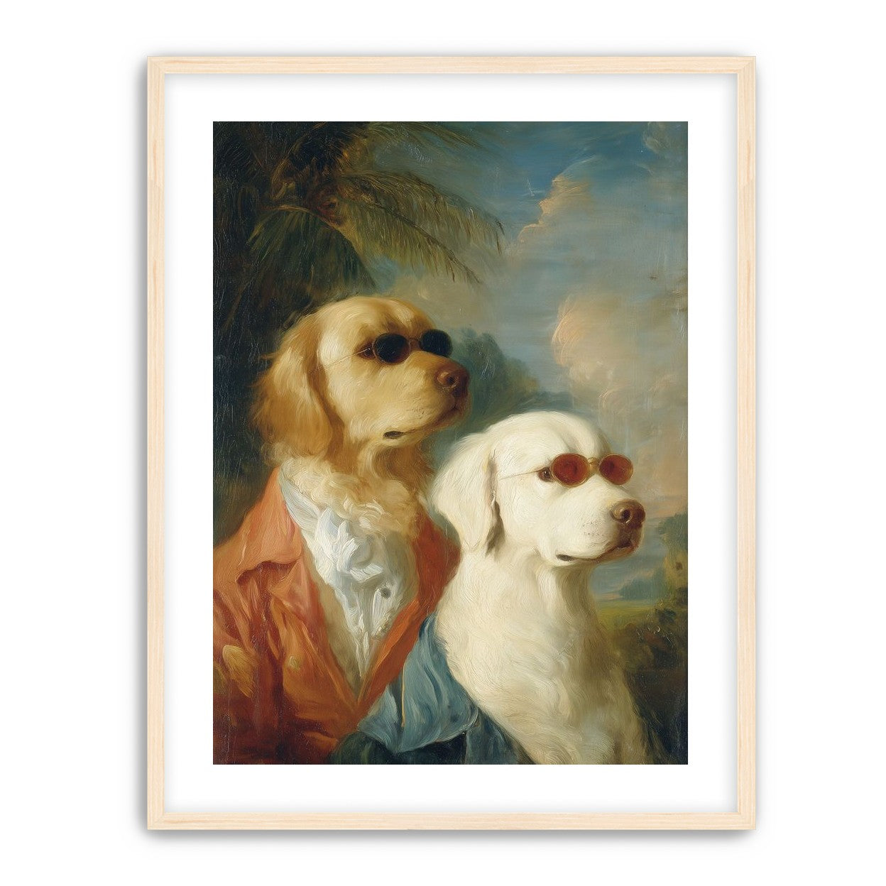 Two dogs in sunglasses