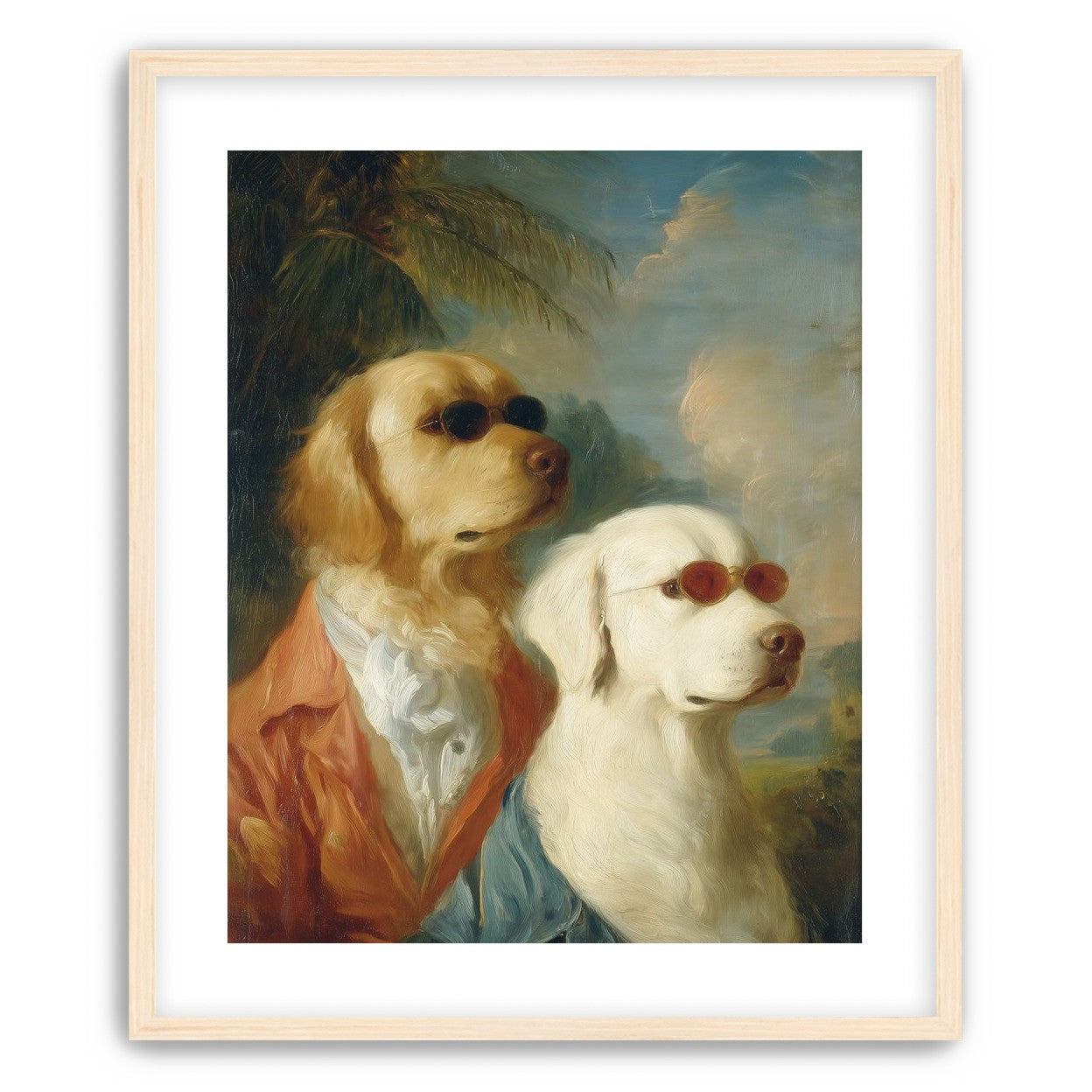 Two dogs in sunglasses