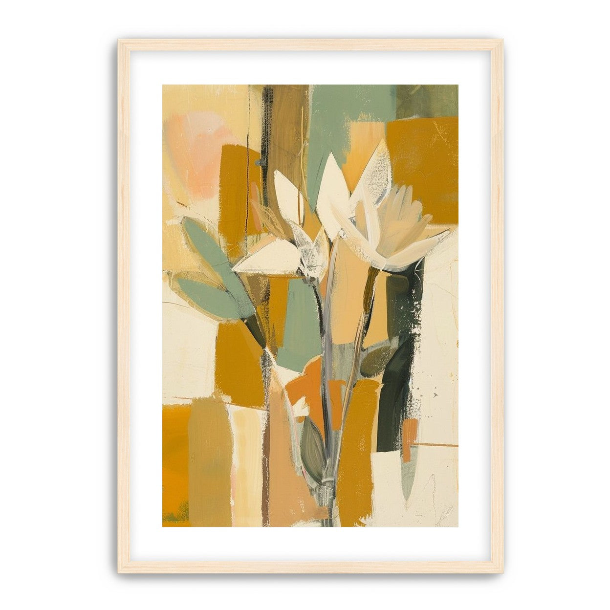 White flowers in ochre light