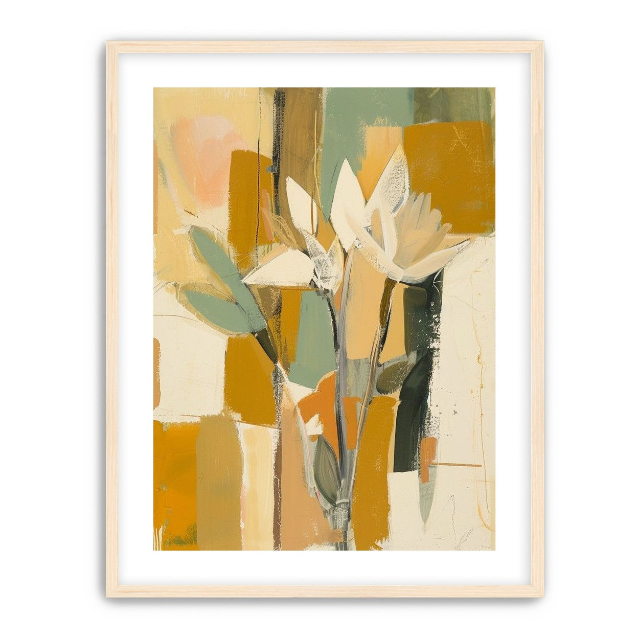 White flowers in ochre light