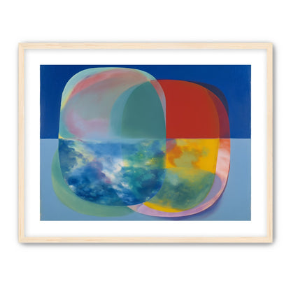 Translucent overlaps on blue field