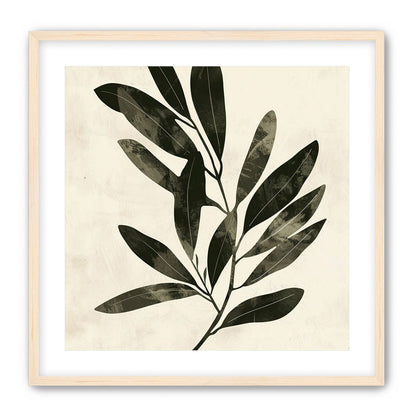 Charcoal leaves on ivory paper