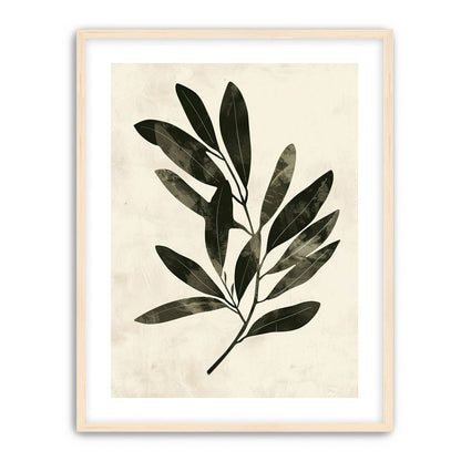 Charcoal leaves on ivory paper