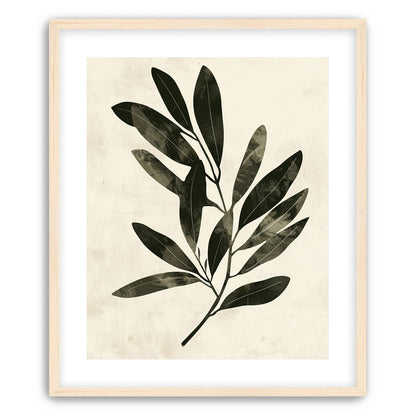 Charcoal leaves on ivory paper
