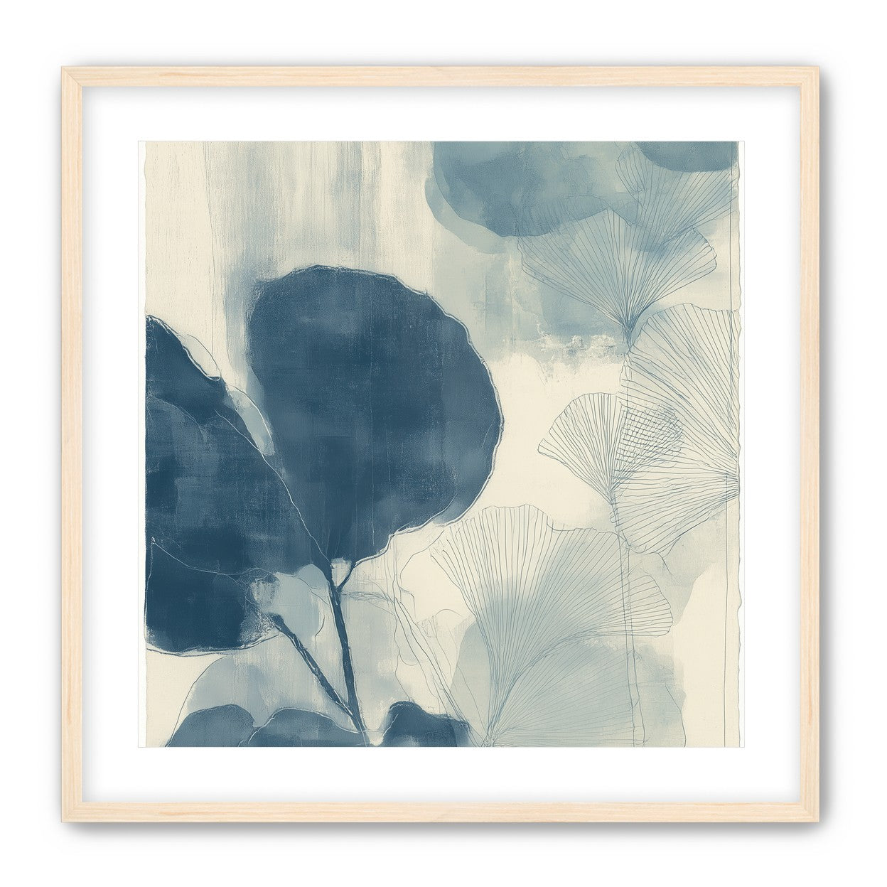 Indigo leaves on cream paper