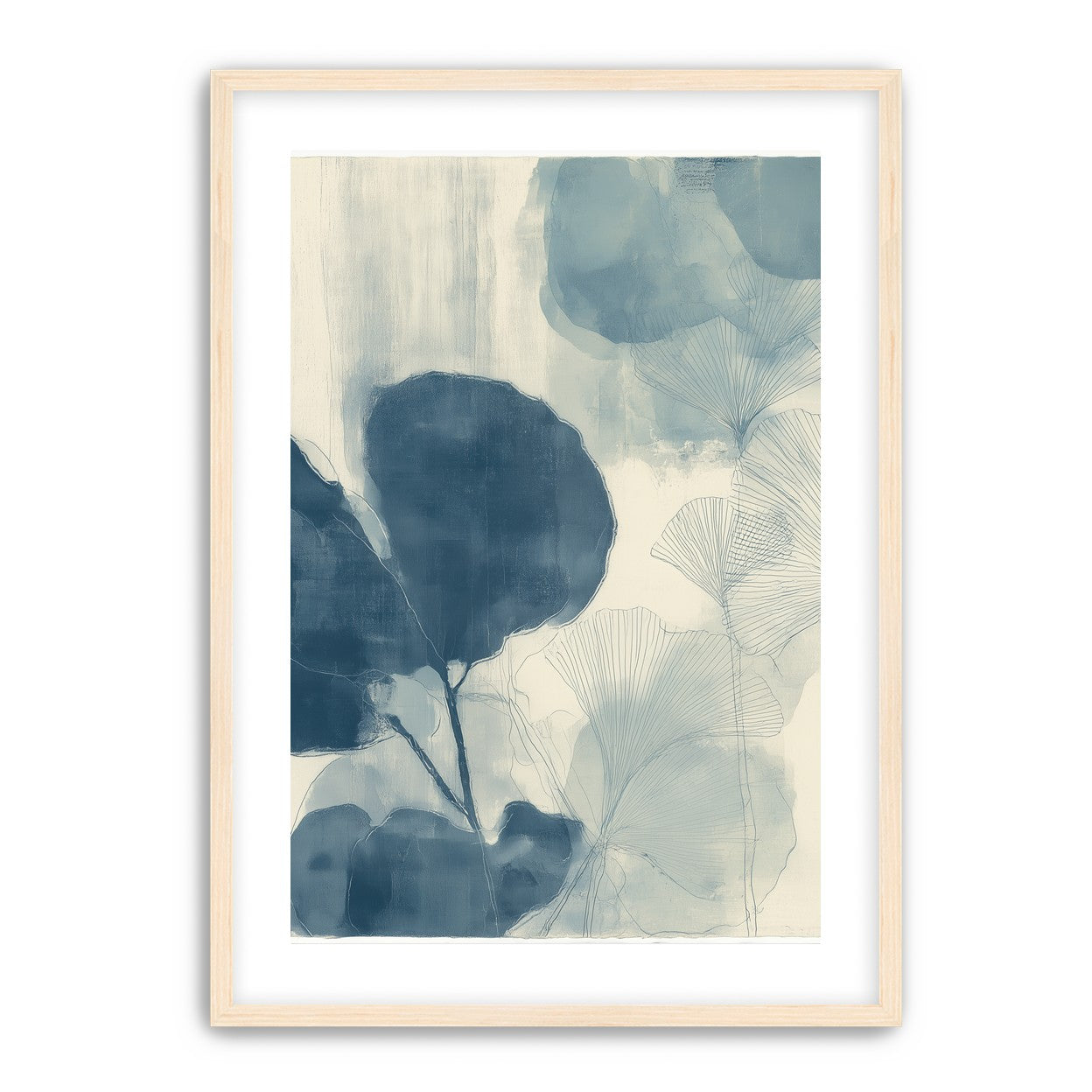 Indigo leaves on cream paper