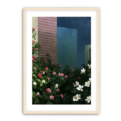 Flowers at the foot of towers
