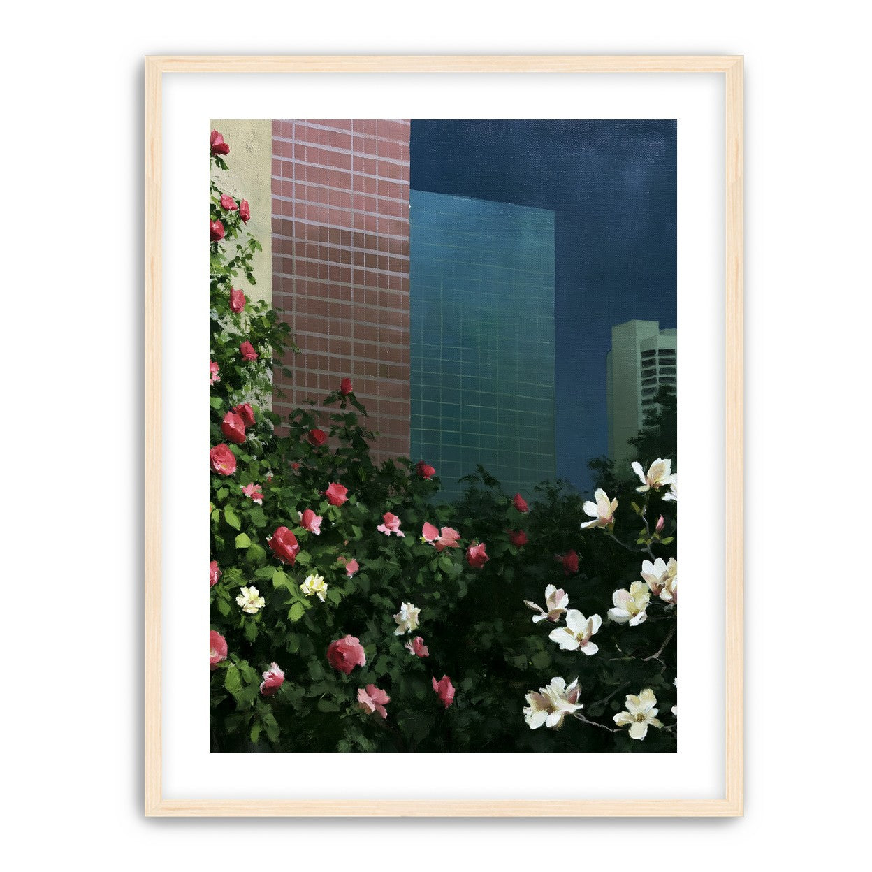Flowers at the foot of towers