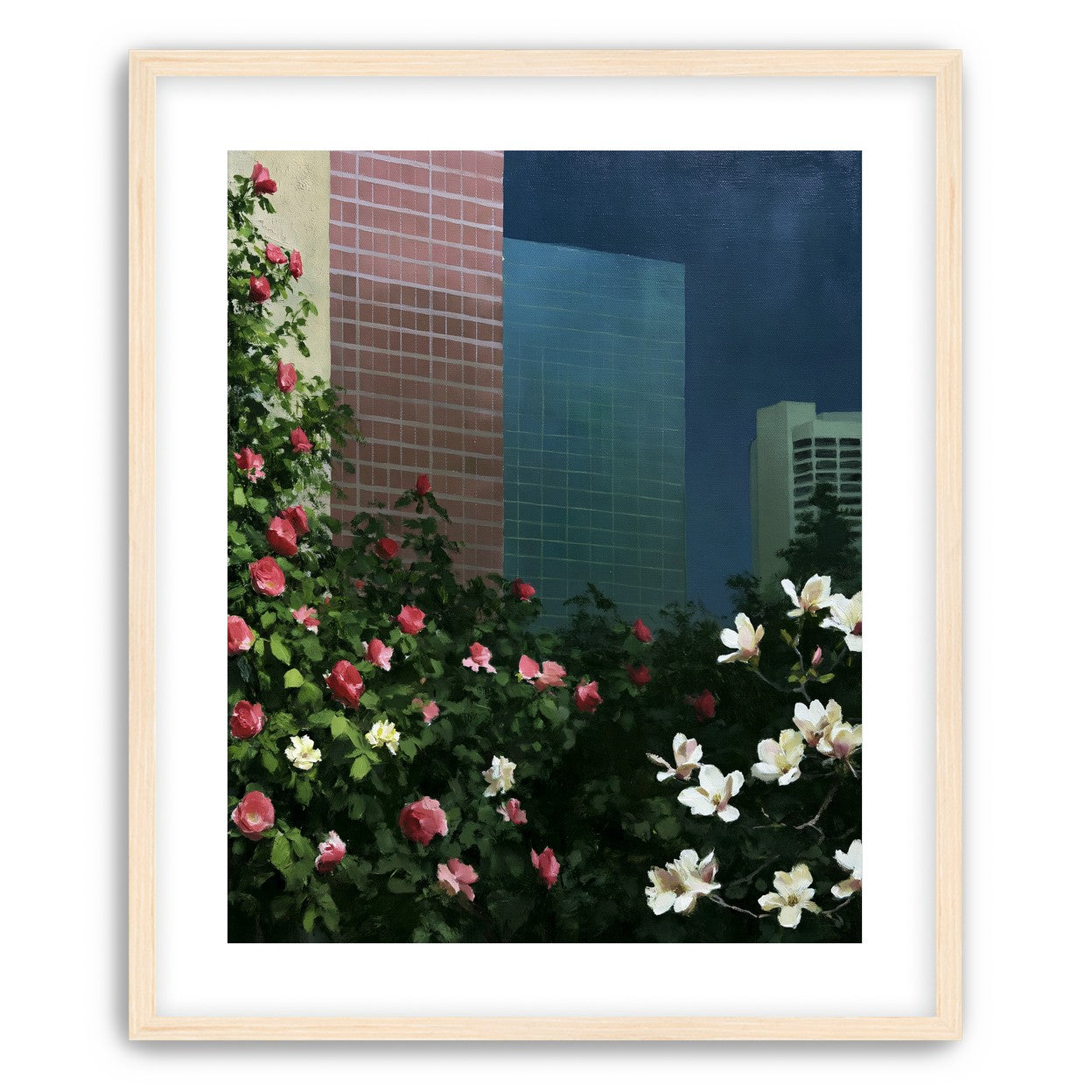 Flowers at the foot of towers