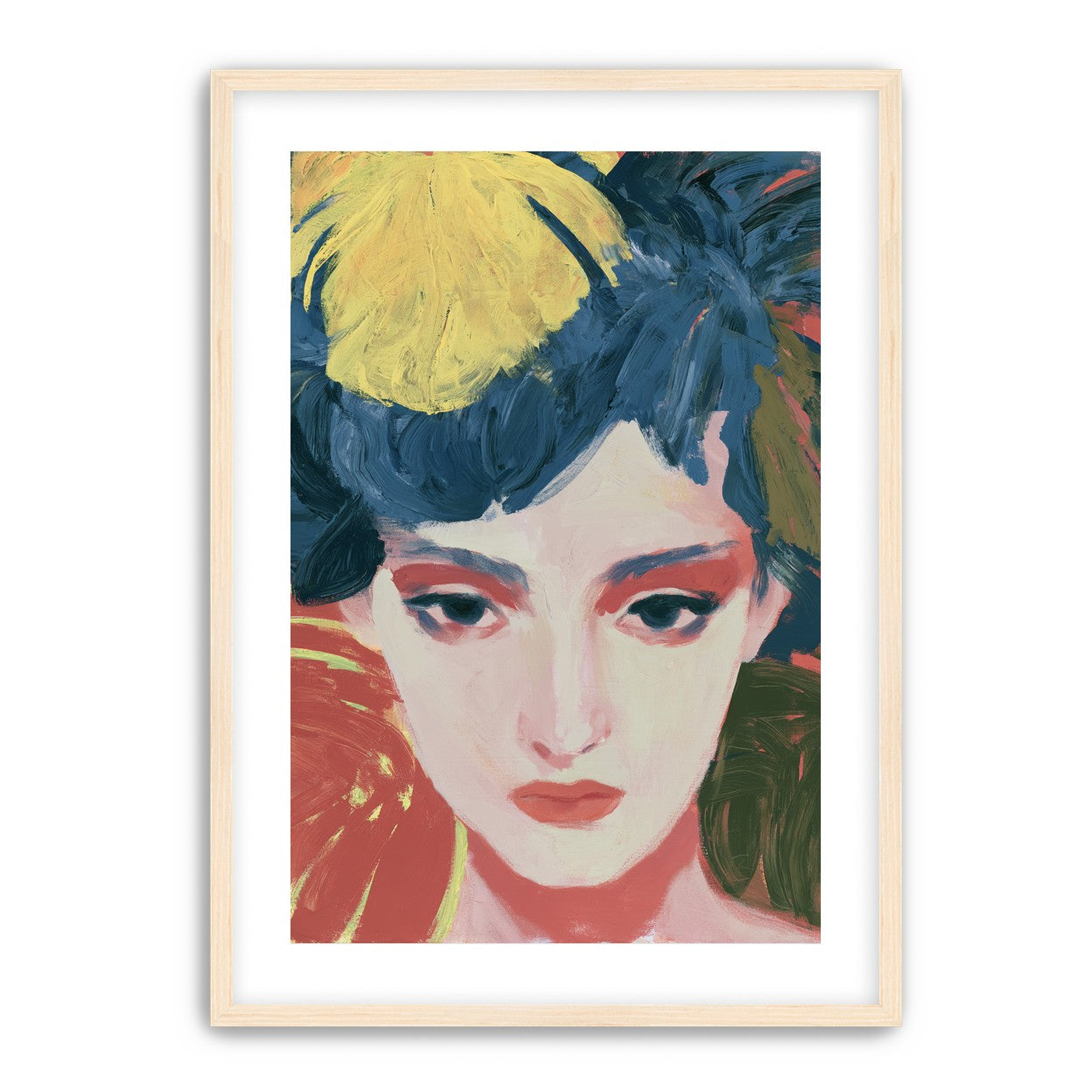 Yellow weight over her gaze