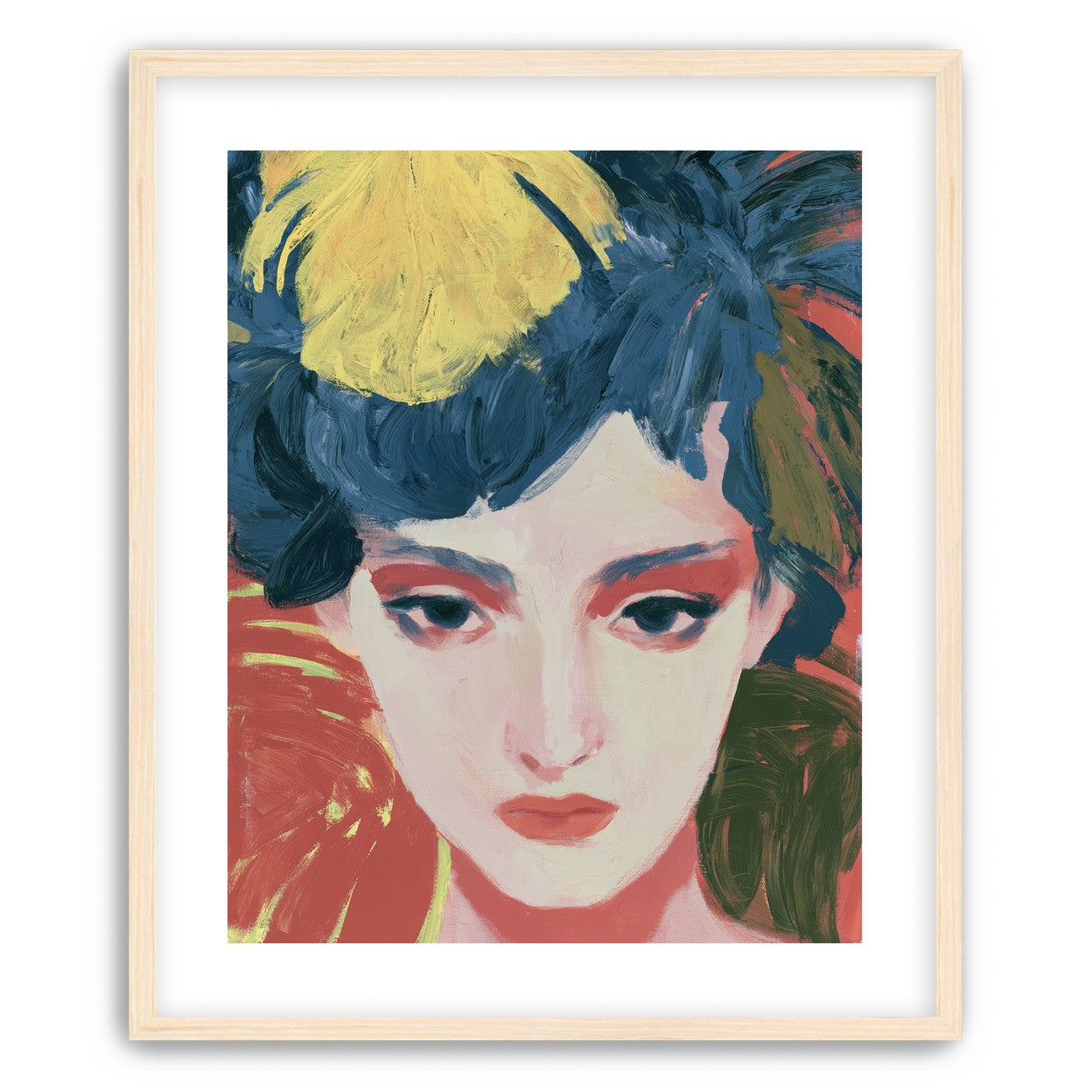 Yellow weight over her gaze