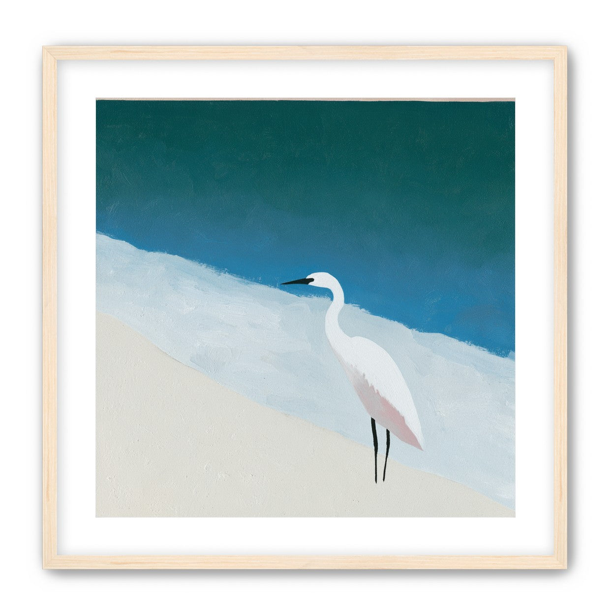 White egret at the shoreline