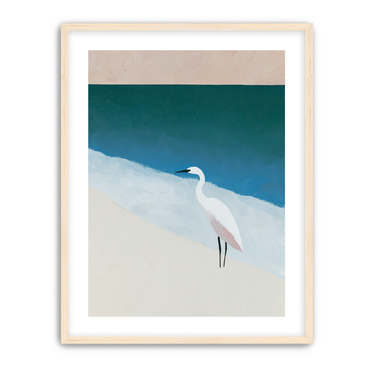 White egret at the shoreline