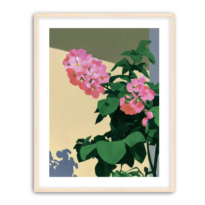 Pink blooms in hard light