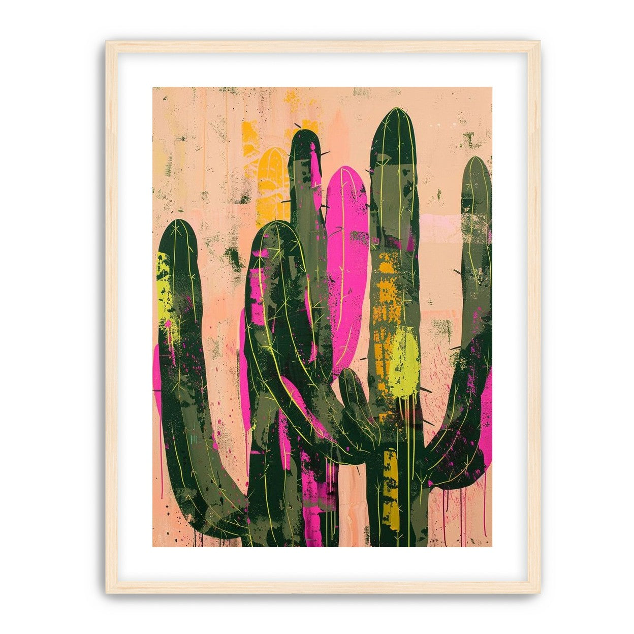 Neon pink on cactus green