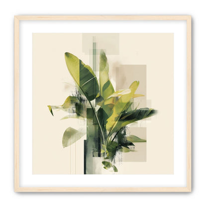 Green leaves among glassy blocks