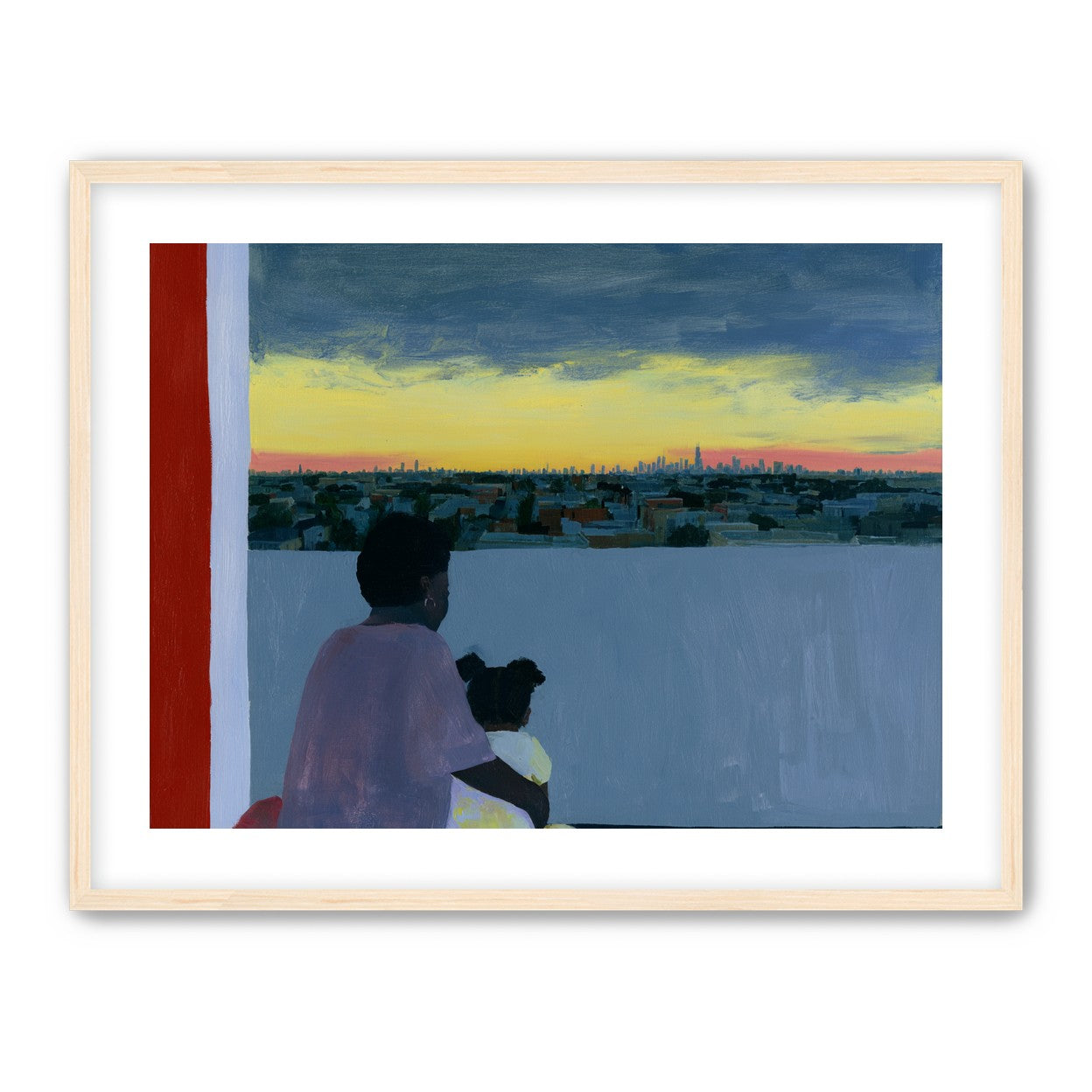 City lights beyond the parapet