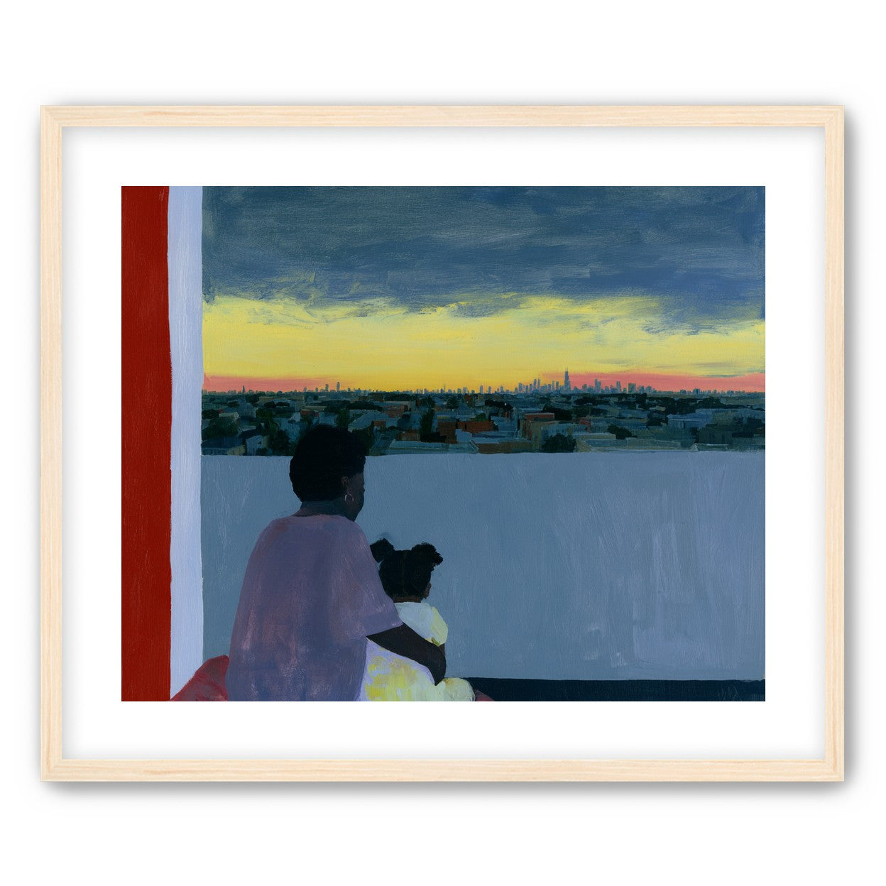 City lights beyond the parapet