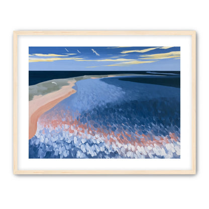 Pale sand in blue water
