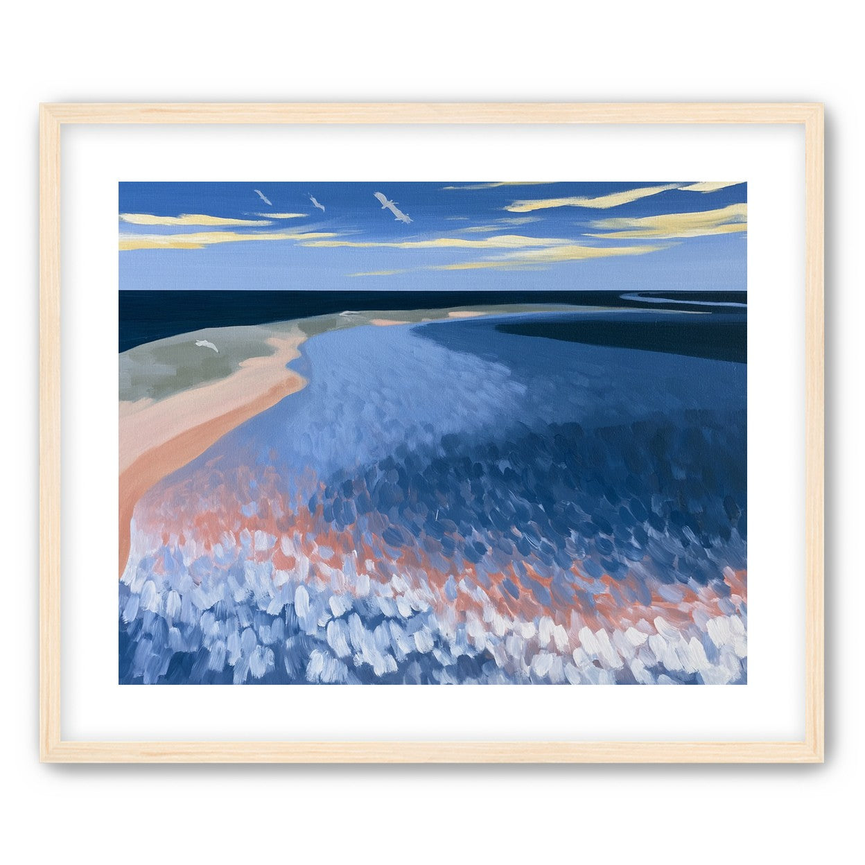 Pale sand in blue water