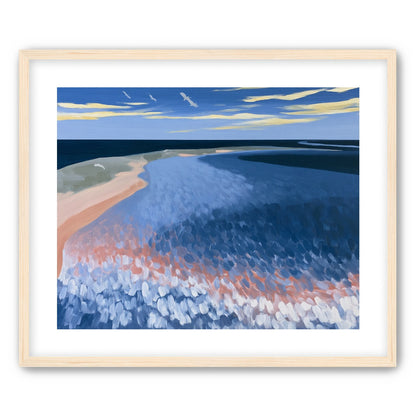 Pale sand in blue water