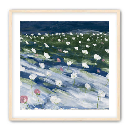 White flowers in wind streaks