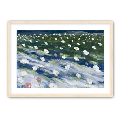 White flowers in wind streaks