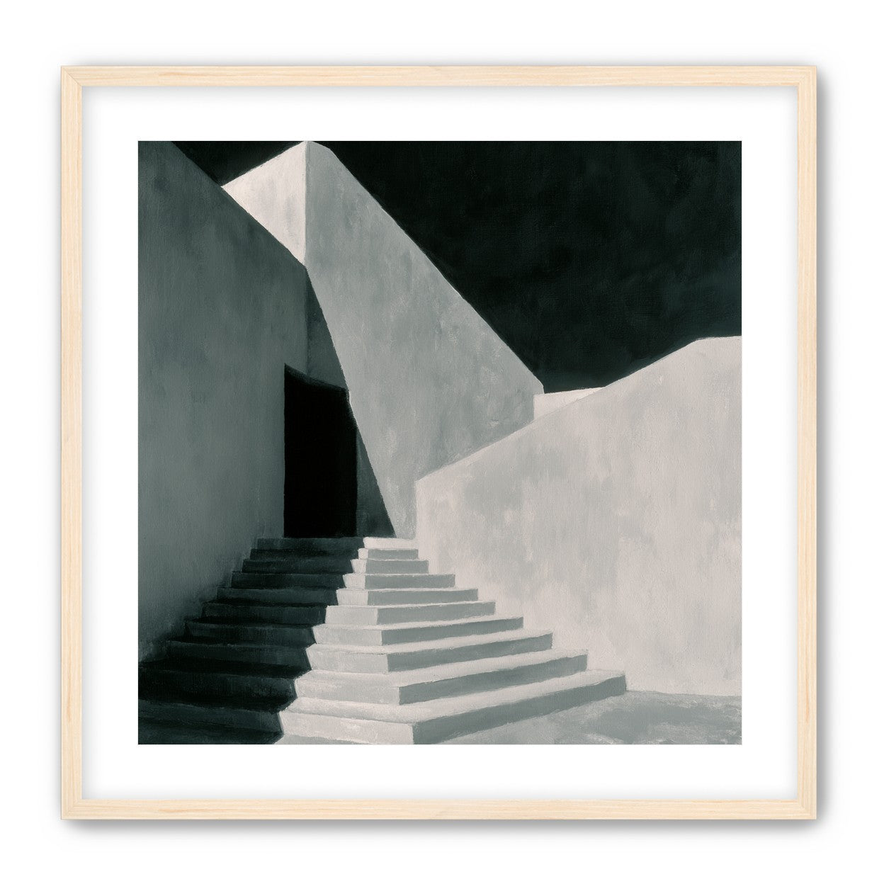Stairs into the black doorway