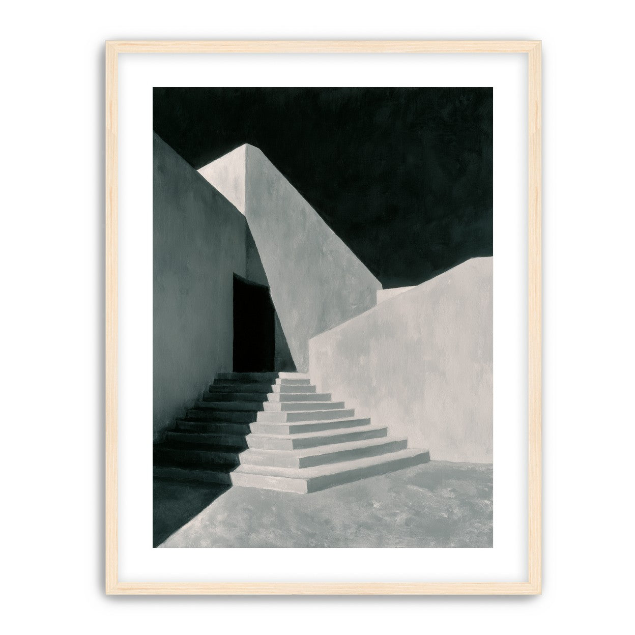 Stairs into the black doorway