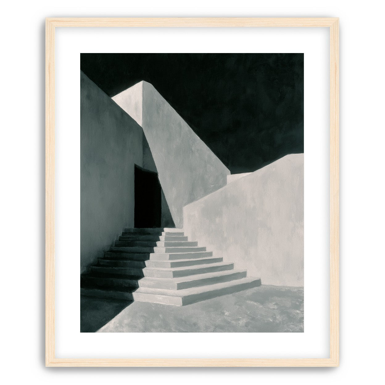 Stairs into the black doorway