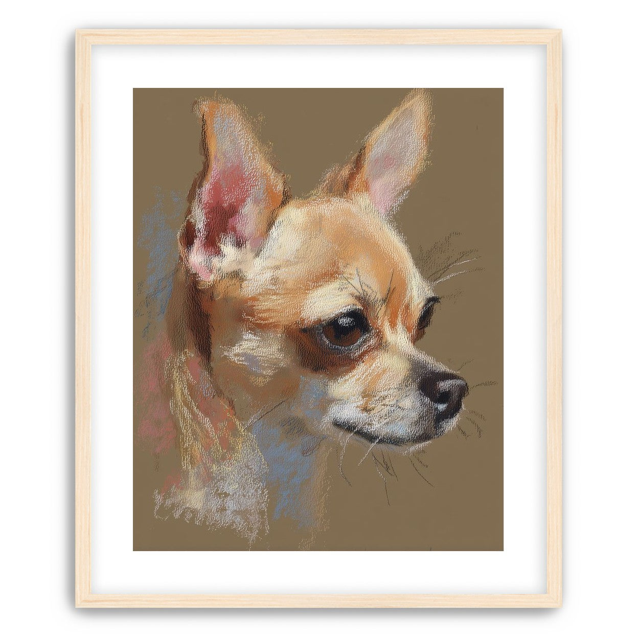 Pastel dog in profile