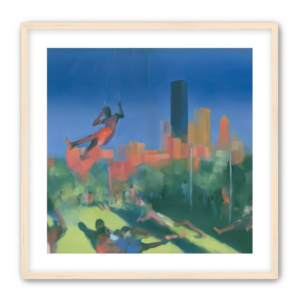 Swinging over the city park