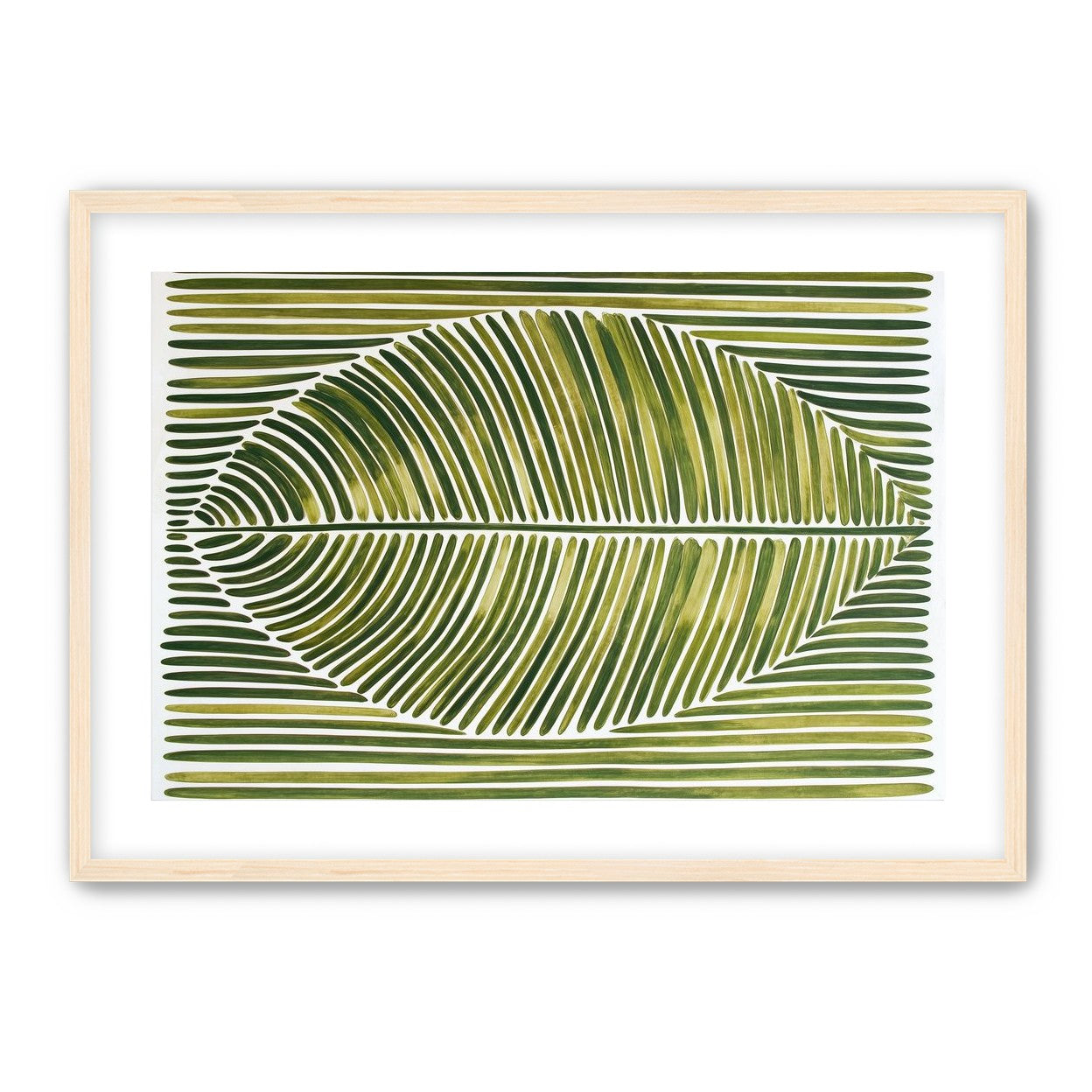Palm frond in green bands