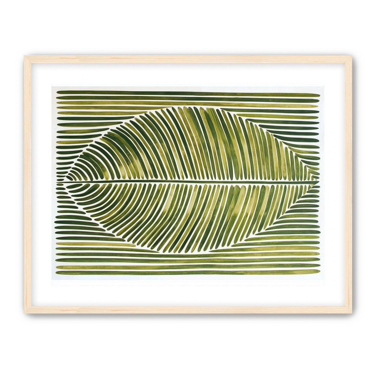 Palm frond in green bands