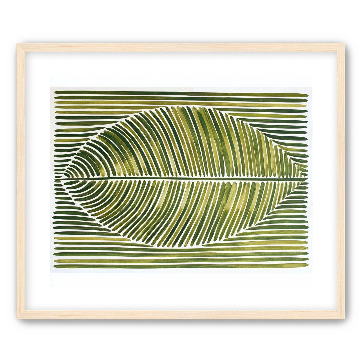 Palm frond in green bands