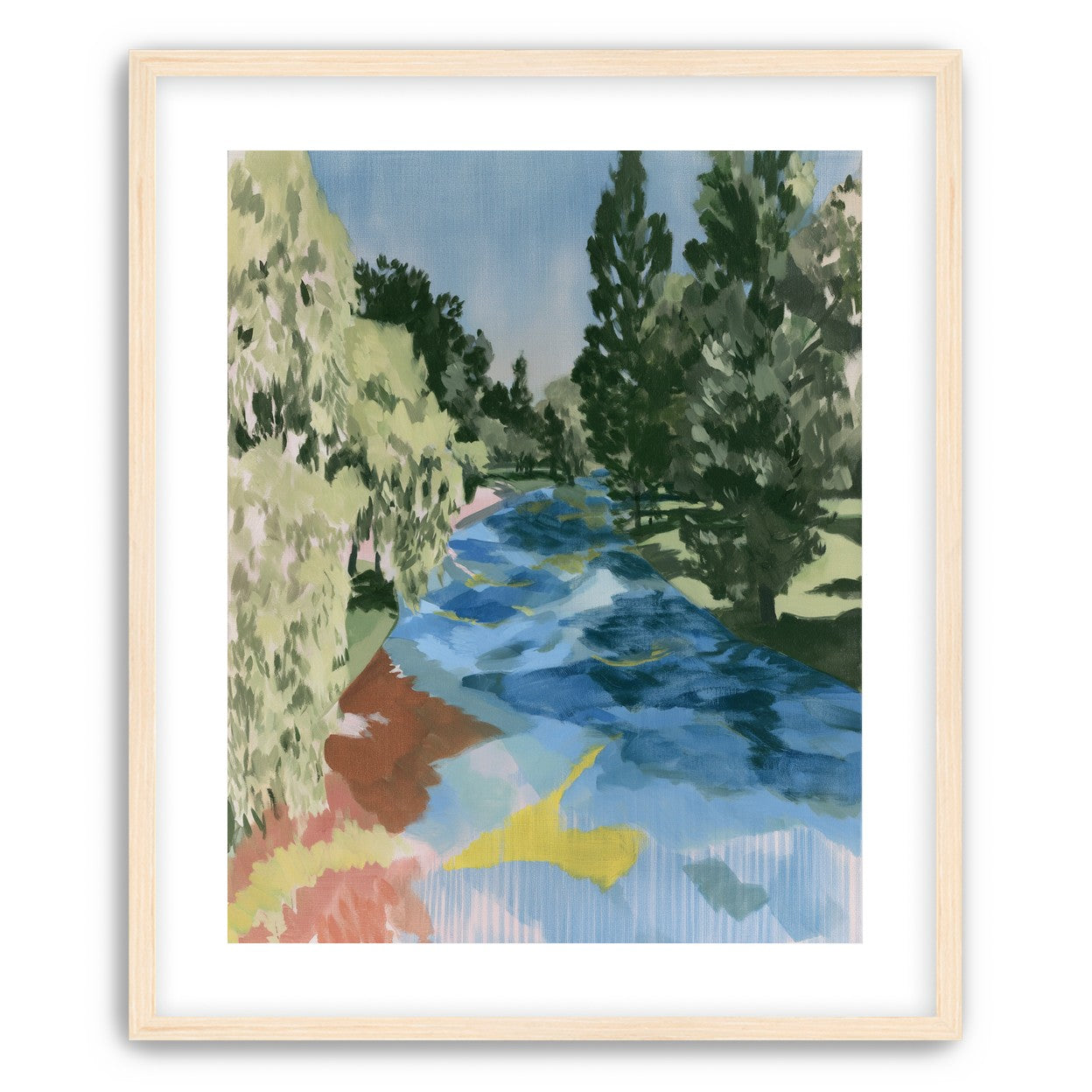 Blue bend under pines