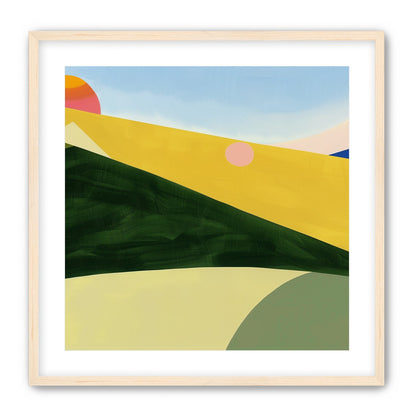 Three suns over rolling hills