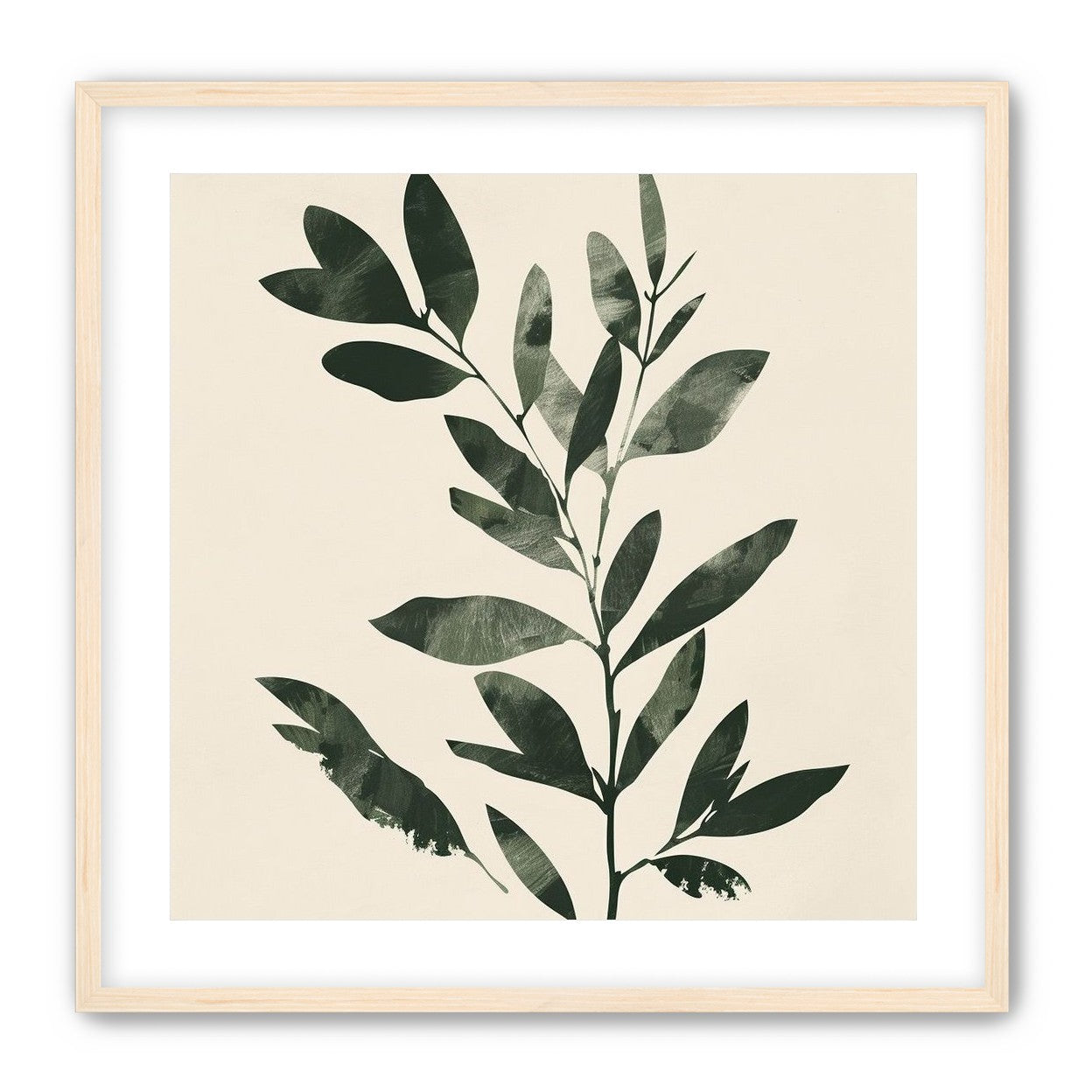 Dark green leaves on cream