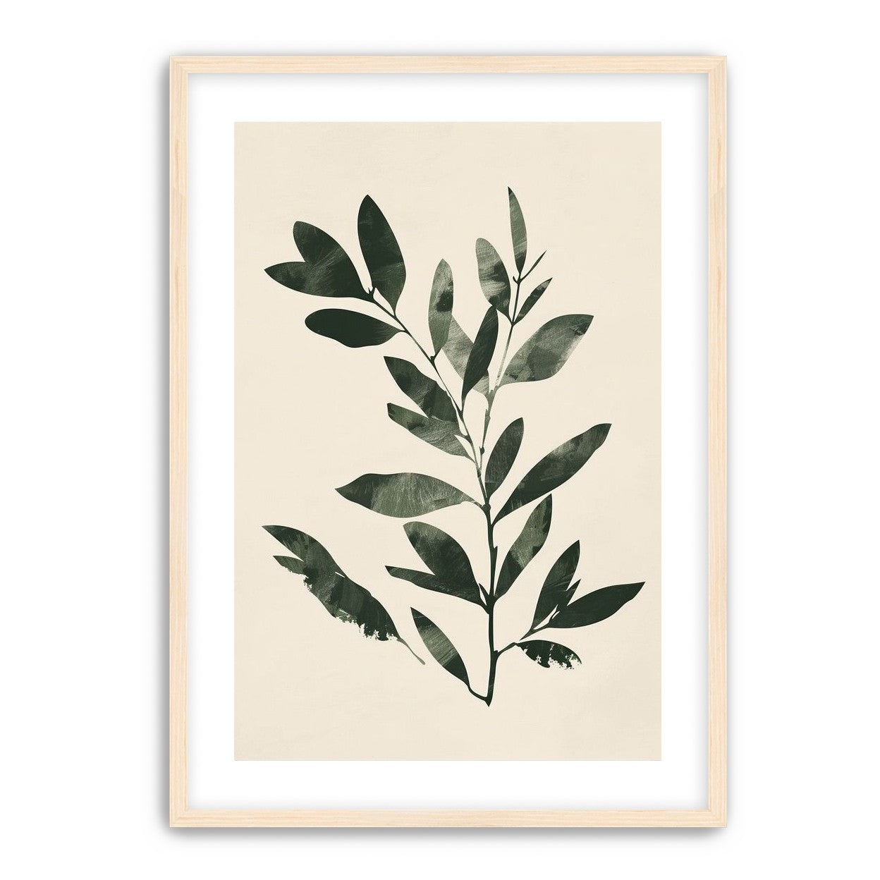 Dark green leaves on cream