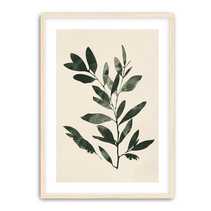 Dark green leaves on cream