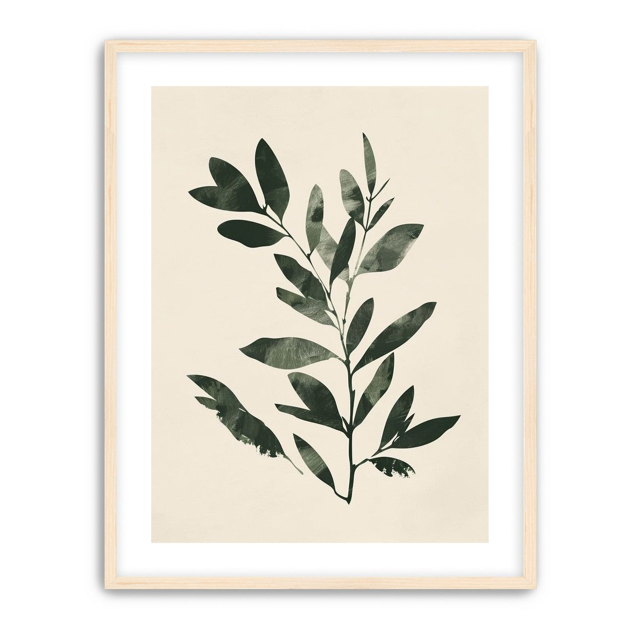 Dark green leaves on cream