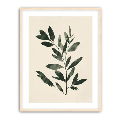 Dark green leaves on cream