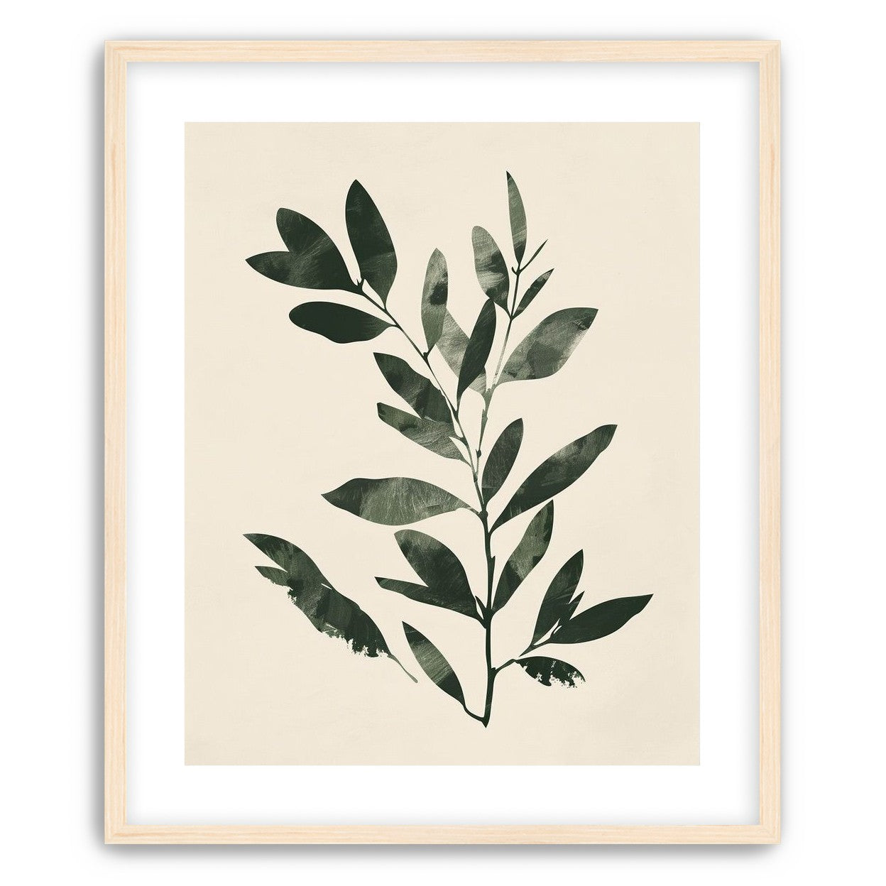 Dark green leaves on cream