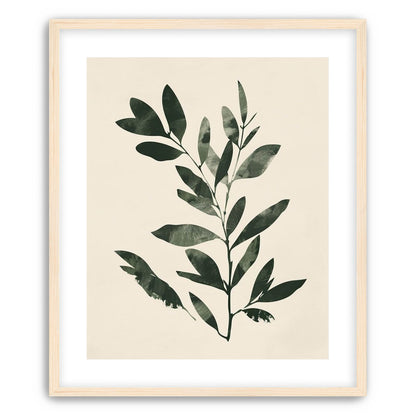 Dark green leaves on cream