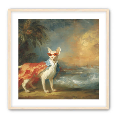 Sunglasses cat at the shore