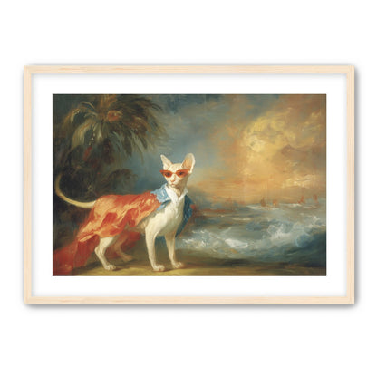 Sunglasses cat at the shore