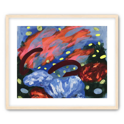 Layered brushstrokes with yellow ovals
