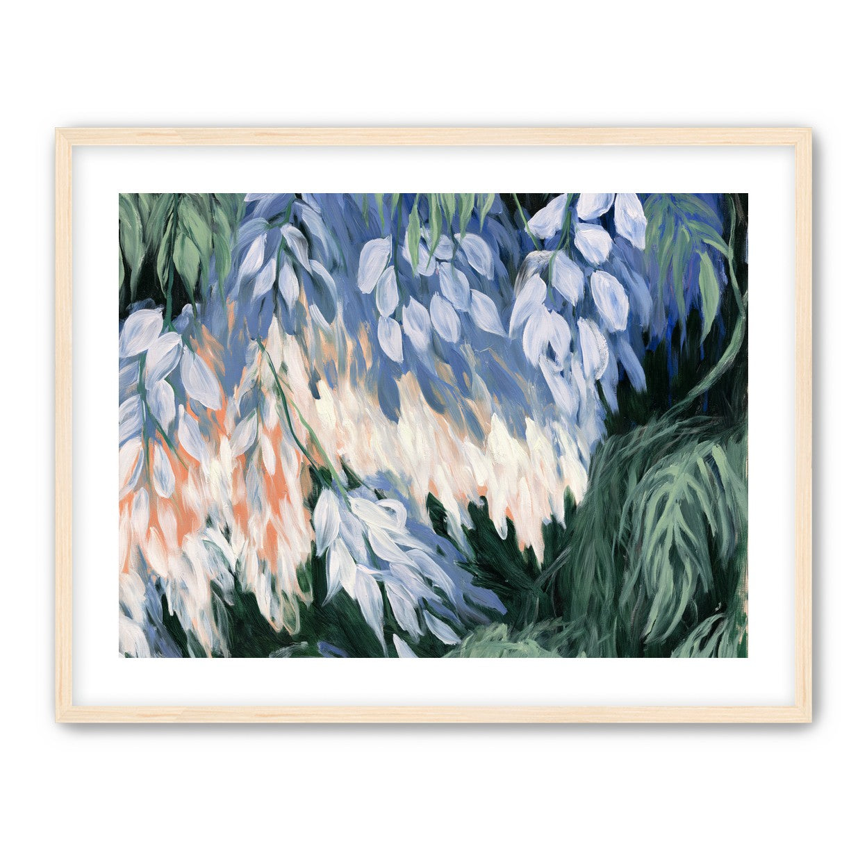 White blossoms in blue shade